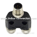 M12 A code 3 pin 4 pin 5 pin 8 pin 12 pin t splitter waterproof connector for industry